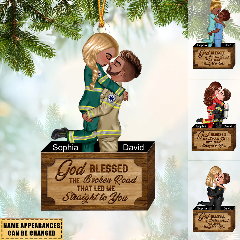 Personalized Couple Portrait, Firefighter, Nurse, Police Officer, Teacher Ornament Gifts by Occupation