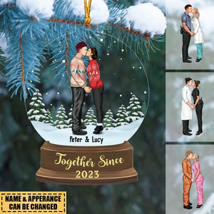 Anniversary Together Since - Personalized Christmas Gifts Custom Ornament For Couple Portrait, Firefighter, EMS, Nurse, Police Officer, Military