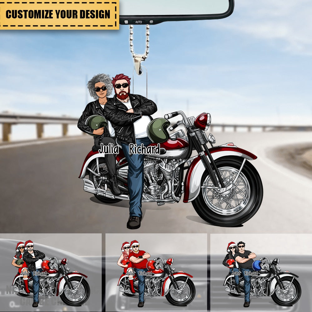 Motorcycle Couple Front View, Gift For Motorcycle Lovers-Personalized Acrylic Ornament