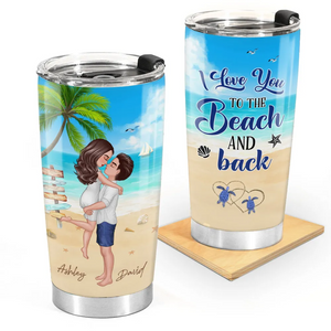 Summer Doll Couple Kissing Hugging On The Beach Personalized Tumbler