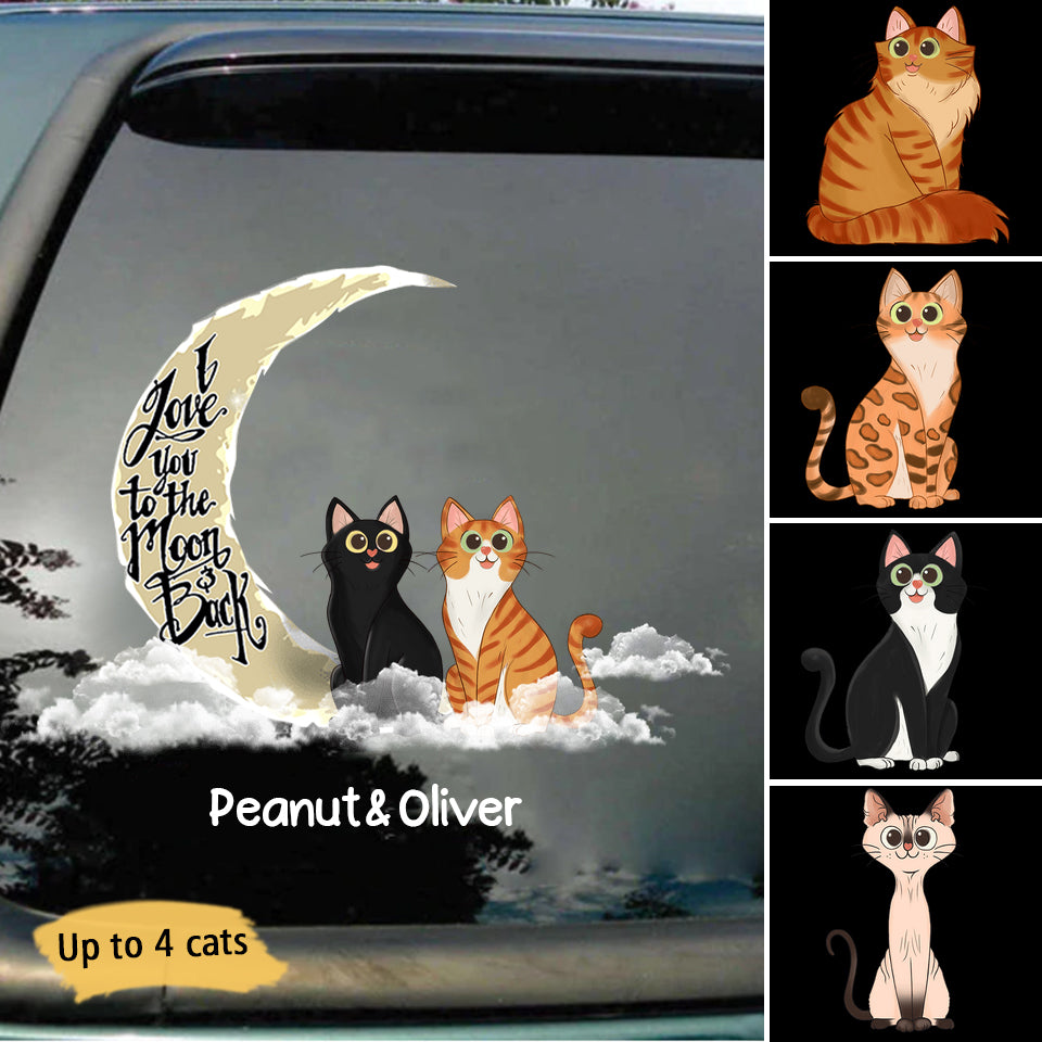 Love My Cats To The Moon And Back Personalized Decal
