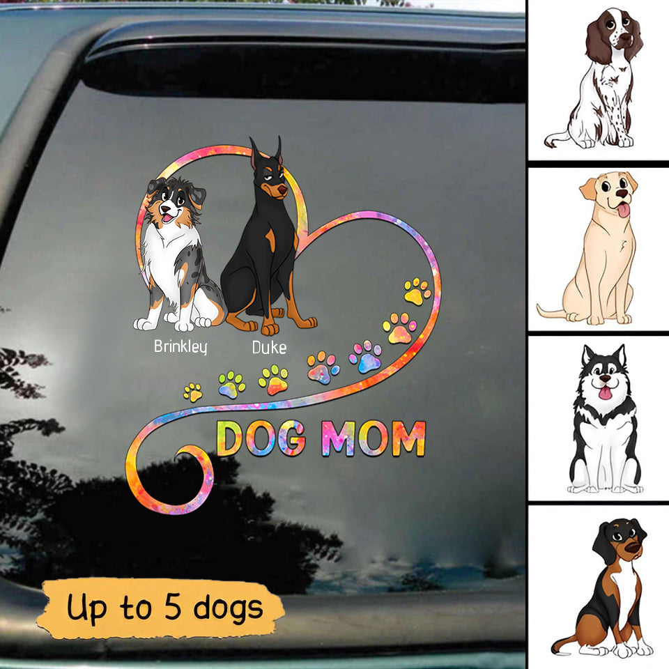 Cute Sitting Dog In Heart Personalized Decal