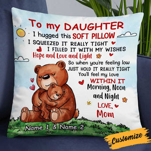 Personalized Bear Mom Grandma To Daughter Granddaughter Son Grandson Hug This Pillow JR63 95O34
