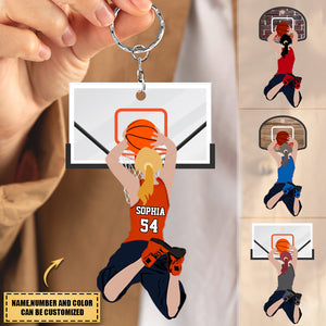 Personalized Basketball Slam Dunk Shaped Keychain For Basketball Lovers