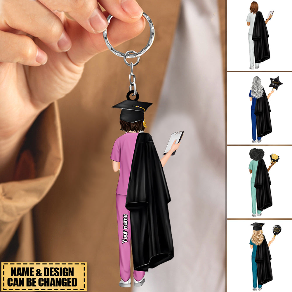 Personalized Keychain - Birthday Gift Graduation Gift For Nurses, Girls, Besties, Sisters, Daughters