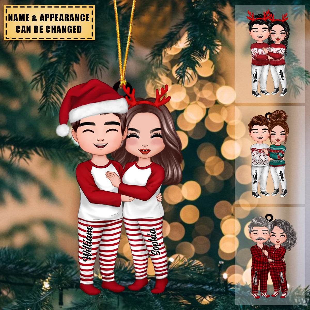 Doll Couple Standing Hugging - Personalized Ornament