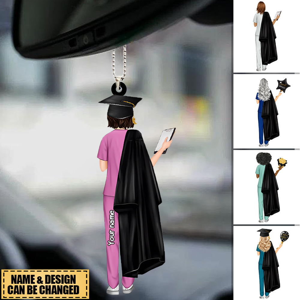 Personalized Car Ornament - Birthday Gift Graduation Gift For Nurses, Girls, Besties, Sisters, Daughters