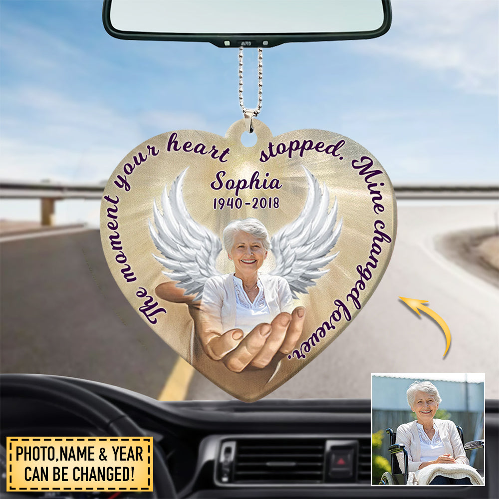 Personalized Moment Your Heart Stopped Mine Changed Forever Memorial Ornament