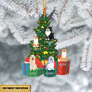 Customized Xmas Tree With Pets Personalized One-side Printed Ornament, Gift For Dog Cat Lovers