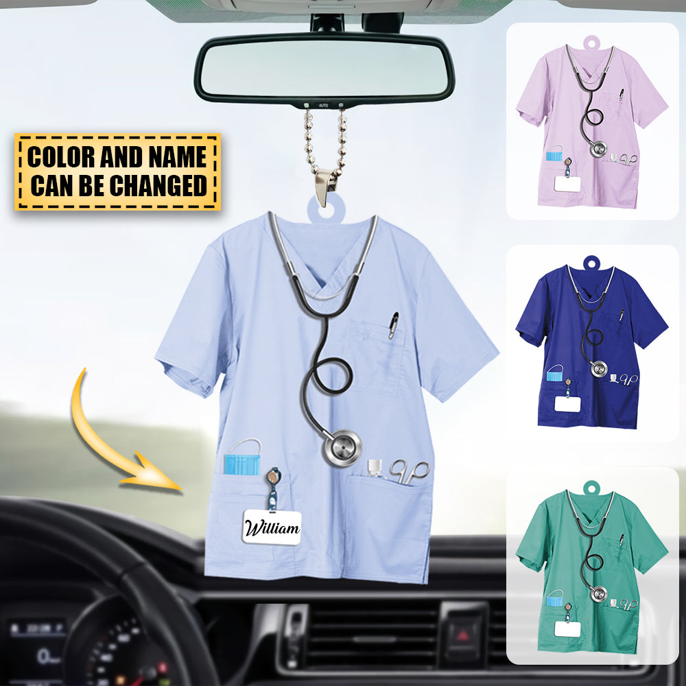 Personalized Nurse Uniform Two Sides Proud Nurse Shaped Acrylic Ornament