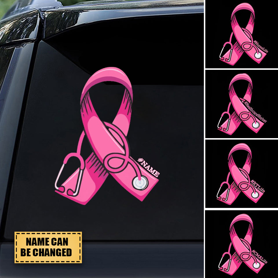 Pink Breast Cancer Ribbon Personalized Decal
