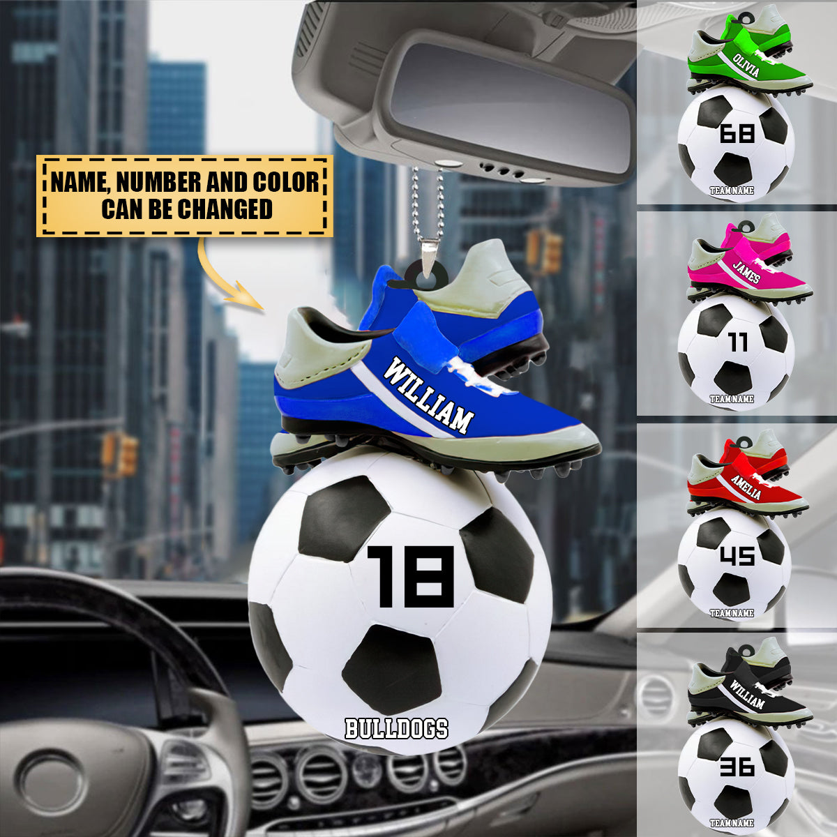 Personalized Football and Shoes Acrylic Car Ornament For Soccer Lover