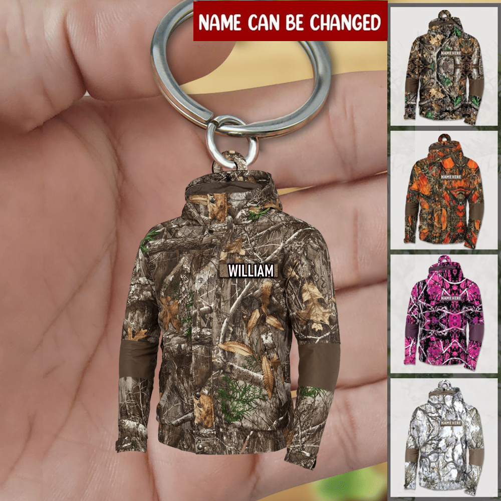 Personalized Camo Patterns Jacket Shaped Acrylic Keychain