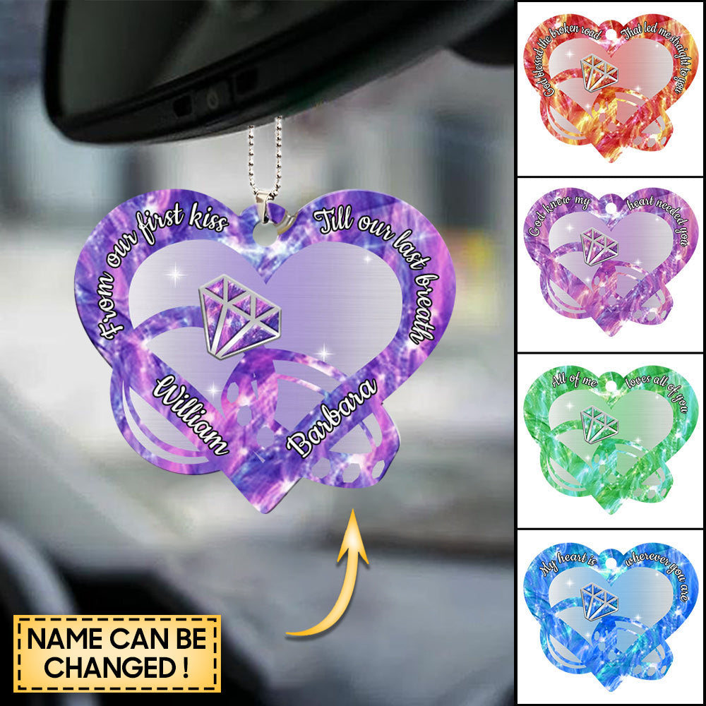 Heart Couple Rings Personalized Ornament