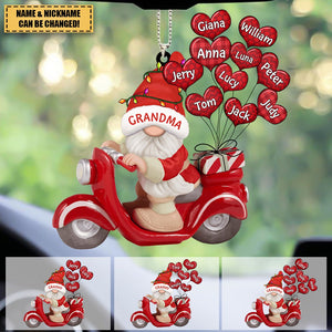 Nana Dwarf Riding A Motorbike With Balloon Kids Christmas Personalized Acrylic Car Ornament