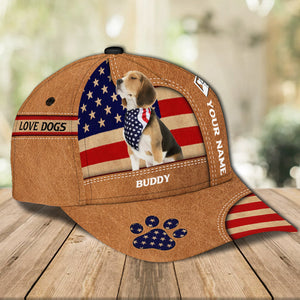 Gift for Father Lovely Dogs With USA Flag - Dog Personalized Classic Cap - Funny Dog Gift For Independence Day