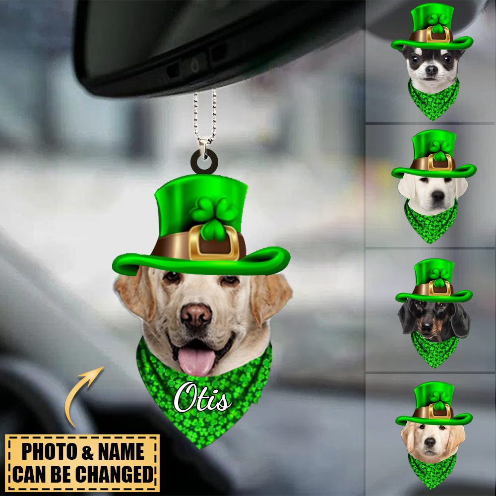 Personalized Lucky Scarf Ornament - Gift For Dog Lover - Custom Your Photo Car Hanging