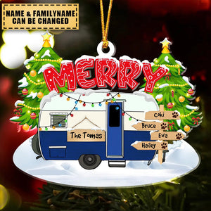 Merry Christmas Couple Camping Christmas Ornament - Gift For Camping Lover