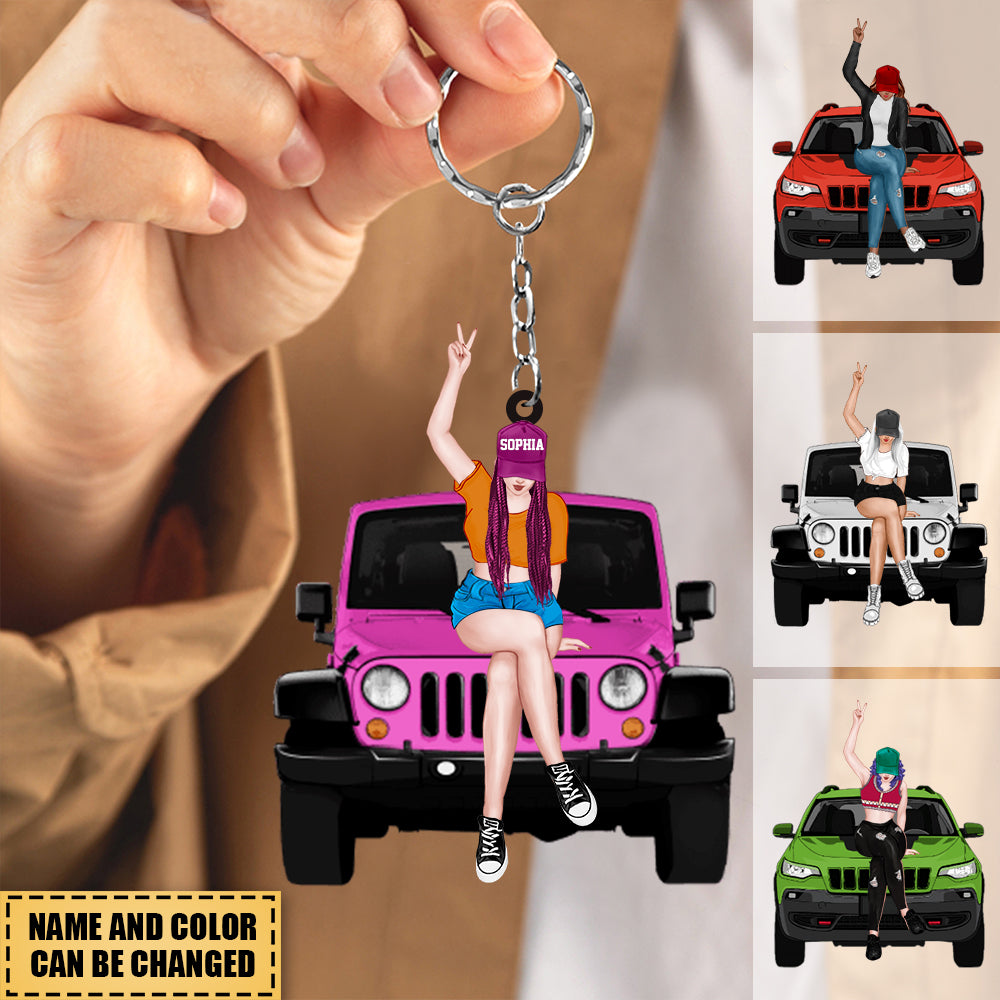 Personalized Off-road Girl Keychain - Gift For Off-road Lover