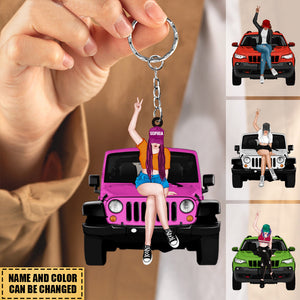 Personalized Off-road Girl Keychain - Gift For Off-road Lover