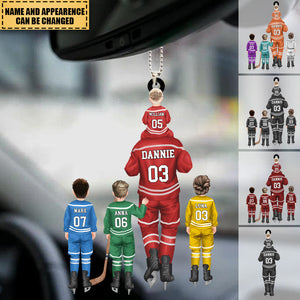 Dad And Kids Together Skate - Personalized Hockey Ornament