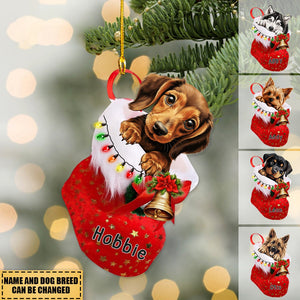 Christmas Sock Bell Cute Dog Personalized Ornament