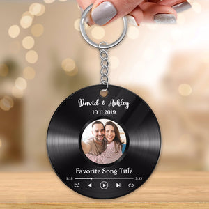 Favorite Song Custom Photo Disc Personalized Circle Acrylic Keychain - Keepsake Gift For Couple - Gift For Him - Gift For Her