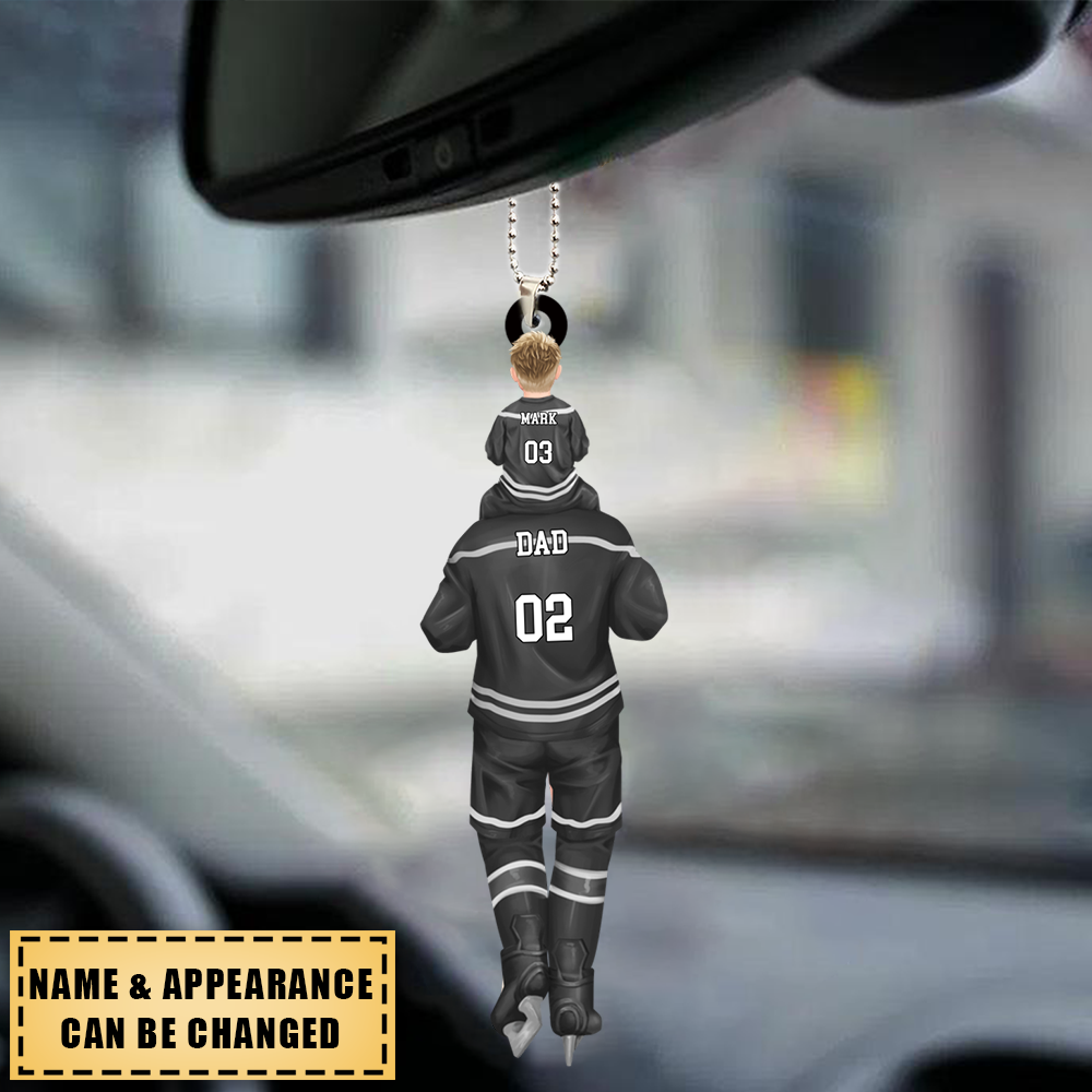 Dad And Kids Together Skate - Personalized Hockey Ornament