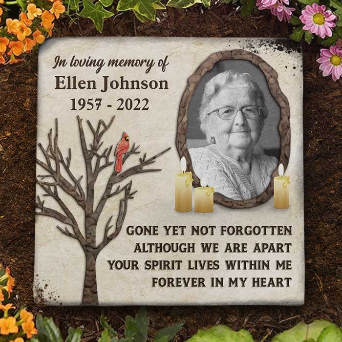 Although We're Apart, Your Spirit Lives Within Me - Personalized Memorial Stone, Human Grave Marker - Upload Image, Memorial Gift, Sympathy Gift