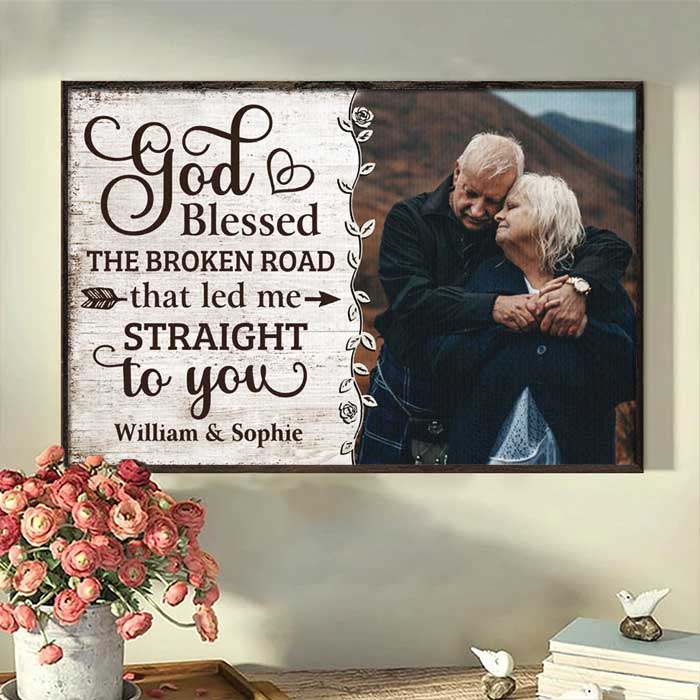 God Led Me Straight To You - Gift For Couples - Personalized Horizontal Poster