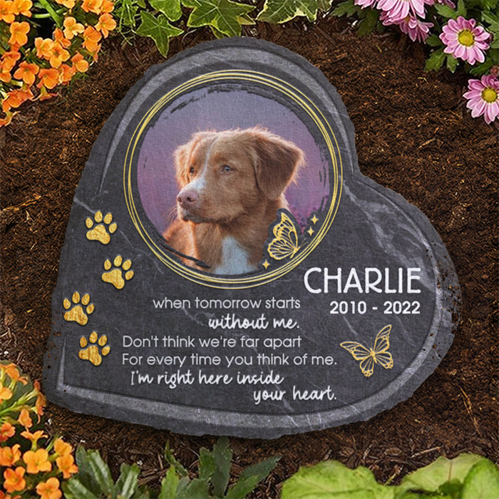 Don't Think We're Far Apart - Personalized Memorial Stone, Pet Grave Marker - Upload Image, Memorial Gift, Sympathy Gift