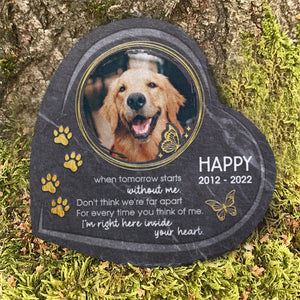 Don't Think We're Far Apart - Personalized Memorial Stone, Pet Grave Marker - Upload Image, Memorial Gift, Sympathy Gift