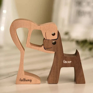 Personalized Custom Wooden Pet Carvings - The Love Between You And Your Fur-Friend - Gift For Pet Lovers - Wood Sculpture Table Ornaments, Carved Wood Decor