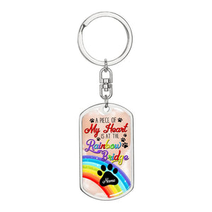 Personalized Memorial Dog Tag Keychain A Piece Of My Heart Is A Rainbow For Loss Of Dog Custom Pet Memorial Gift M592
