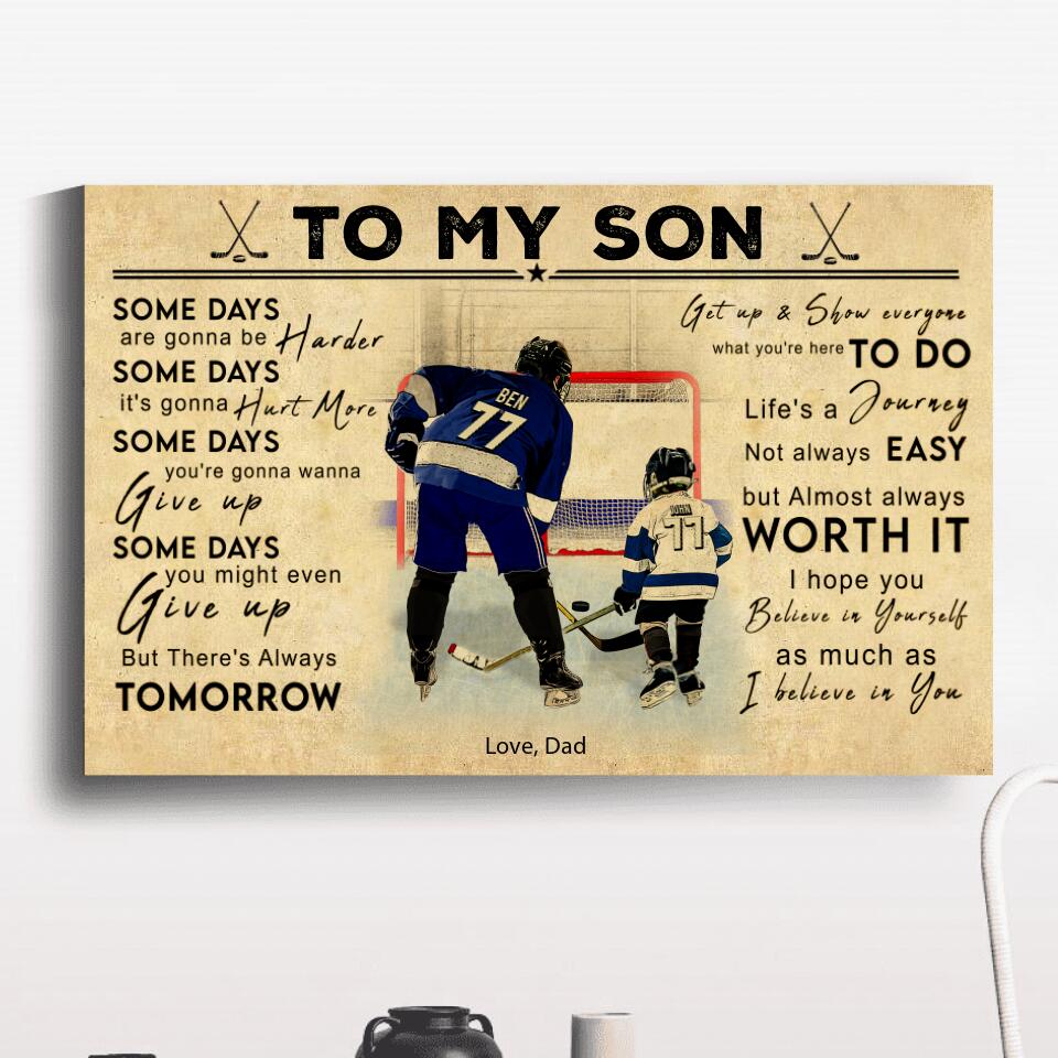 Custom Personalized Ice Hockey Poster, Gifts For Son With Custom Name, Number, Appearance & Landscape