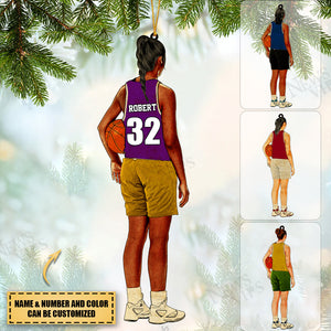 Personalized Female Basketball Player Acrylic Christmas Ornament For Basketball Lovers