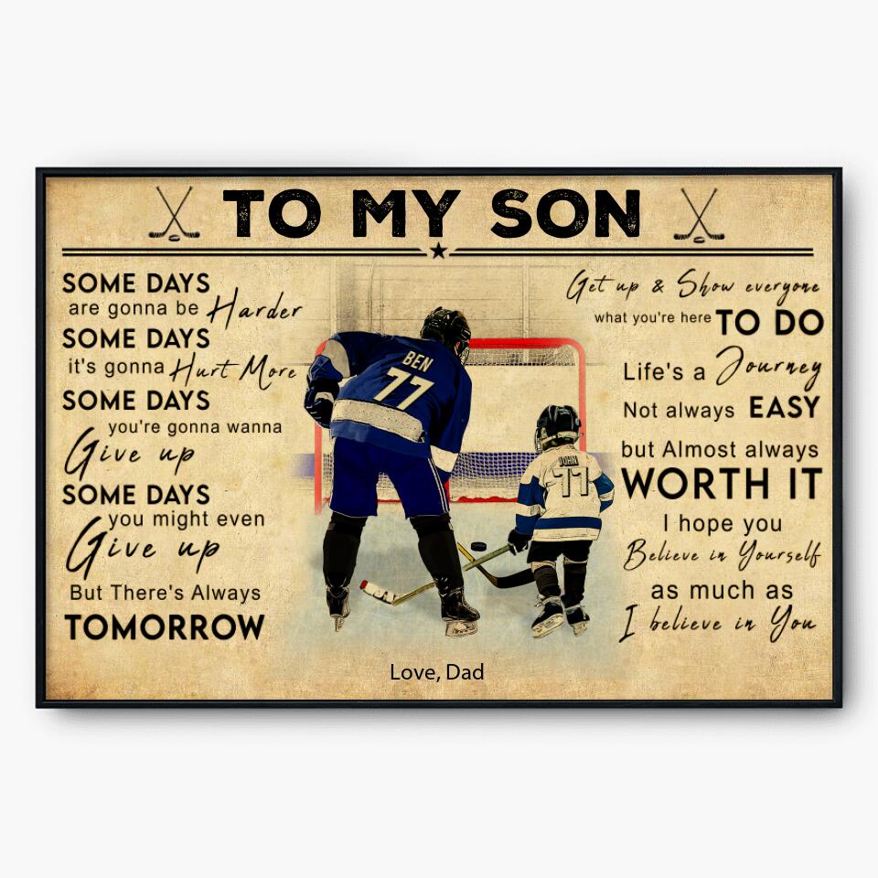 Custom Personalized Ice Hockey Poster, Gifts For Son With Custom Name, Number, Appearance & Landscape