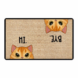 Hi Bye Half Face Cats Personalized Doormat