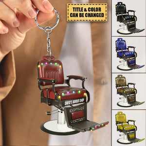BARBER CHAIR PERSONALIZED CHRISTMAS KEYCHAIN - GIFT FOR BARBER