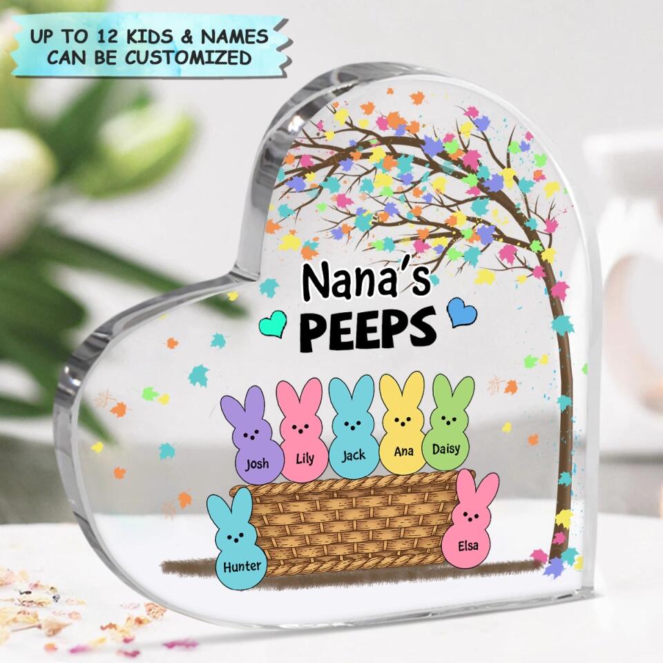 Personalized Heart-Shaped Acrylic Plaque - Gift For Grandma - Grandma's Peeps