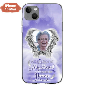 Custom Personalized Memorial Phone Case - Upload Photo - Memorial Gift Idea For Family Member/ Pet Owner - A Big Piece Of My Heart Lives In Heaven - Case For iPhone And Samsung