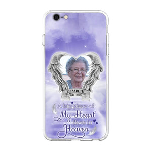 Custom Personalized Memorial Phone Case - Upload Photo - Memorial Gift Idea For Family Member/ Pet Owner - A Big Piece Of My Heart Lives In Heaven - Case For iPhone And Samsung