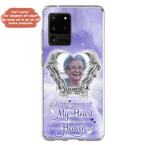 Custom Personalized Memorial Phone Case - Upload Photo - Memorial Gift Idea For Family Member/ Pet Owner - A Big Piece Of My Heart Lives In Heaven - Case For iPhone And Samsung
