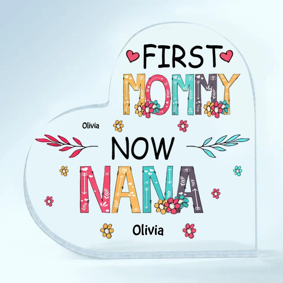 Personalized Heart-shaped Acrylic Plaque - Gift For Mom & Grandma - First Mom Now Grandma ARND018