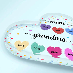 Personalized Heart-shaped Acrylic Plaque - Gift For Grandma - Mom, Grandma And Grandkids ARND037