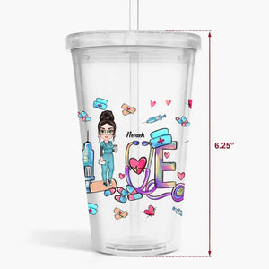 Personalized Acrylic Tumbler - Birthday, Nurse's Day Gift For Nurse - She Works Willingly With Her Hands ARND018