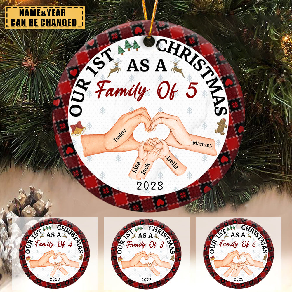 First Christmas As A Family Of Three - Personalized Ceramic Ornament