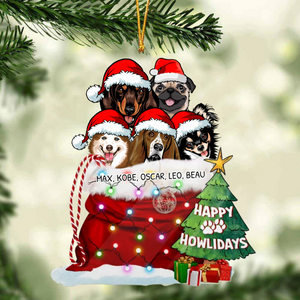 Personalized Happy Howlidays Christmas Ornament-Dog In Snow Pocket-Gift For Dog Lovers