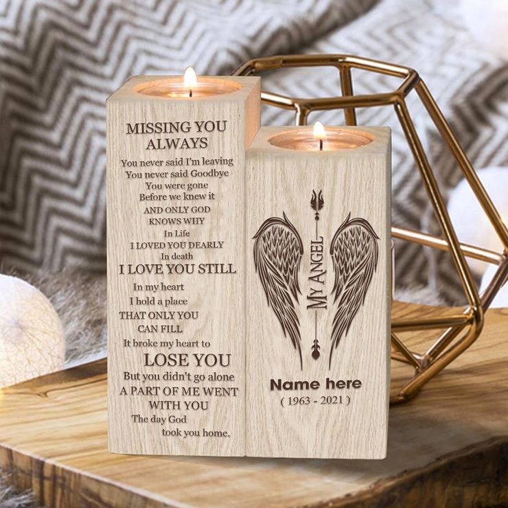 Personalized Missing You Always Memorial Candle Holder