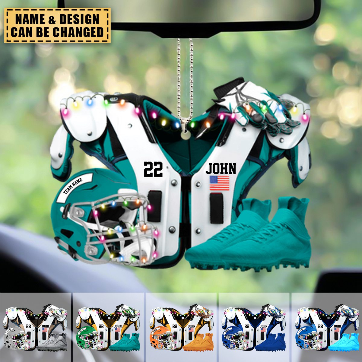 Personalized American Football Car Hanging Ornament Gift For Football Fans
